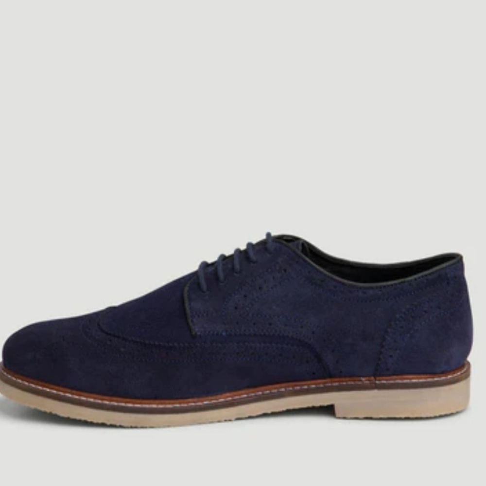 ALFANI MEN'S OWEN OXFORD BLUE SUEDE LACE UP SHOES SIZE 9.5